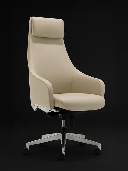 This cream-colored executive chair showcases a refined silhouette and premium upholstery. It's designed to offer uncompromising comfort and support for any professional setting.