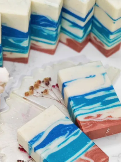 These beach-themed soaps are always a hit. The layered design mimics the sand, sea, and sky, creating a mini landscape in each bar.