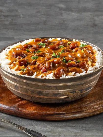 A classic bowl of Rajma Chawal from The Canteen Project, styled to look like a comforting home-cooked meal.