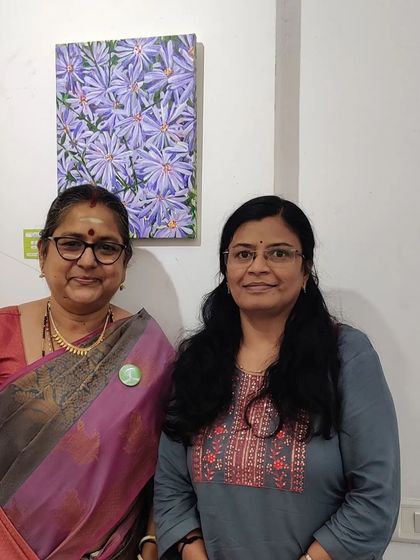 My "Purple Haze" painting of Aster flowers, which was sold at an exhibition. It's always a joy to connect with fellow artists and art lovers.