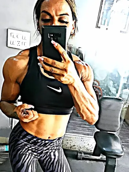 This close-up shows the detail in my shoulder and arm muscles. Achieving this level of low body fat and muscle maturity requires a very specific nutrition and supplement strategy.
