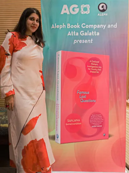 Author Sanjana Ramachandran at the launch of her book 'Famous Last Questions'. We partner with publishers like Aleph Book Company to present new and exciting works.