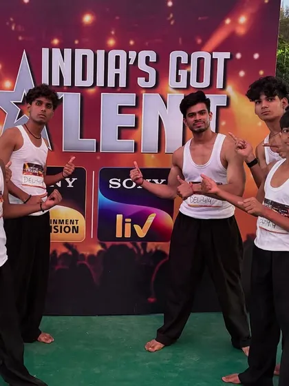 The 3D Step Up Squad giving a thumbs up before their India's Got Talent audition. The confidence comes from relentless preparation.