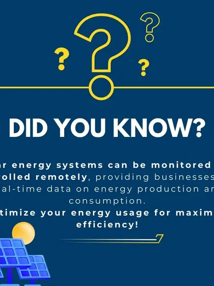 Our solar energy systems can be monitored and controlled remotely. This provides businesses with real-time data on performance, enabling them to optimize energy usage for maximum efficiency and cost savings.