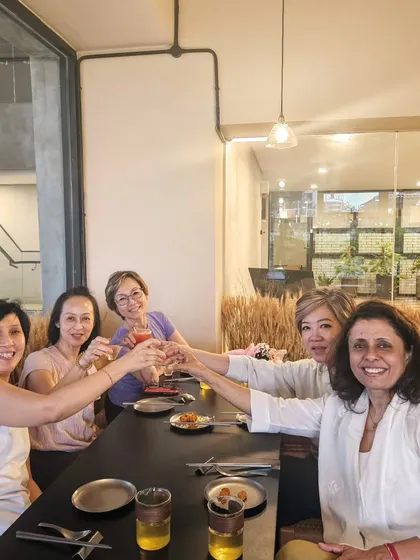 Cheers to our Pre-Trainer's course in Gyrotonics! Celebrating with fellow trainees after an intensive and rewarding learning experience.