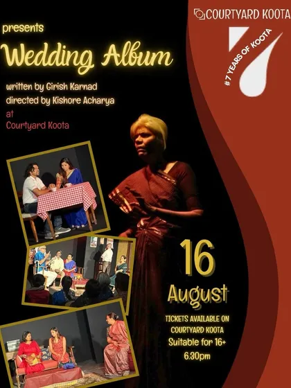 We believe in the power of theatre to build community. This poster is from our first Koota production, Girish Karnad's "Wedding Album," which brought together a mix of community members and professional actors on our stage.
