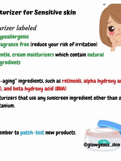 If you have sensitive skin, choosing a moisturizer requires extra care. Look for labels like "hypoallergenic" and "fragrance-free." Avoid anti-aging ingredients like retinoids and AHAs, and always patch-test a new product before applying it to your face.