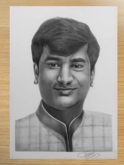 A finished portrait commission of a smiling man.