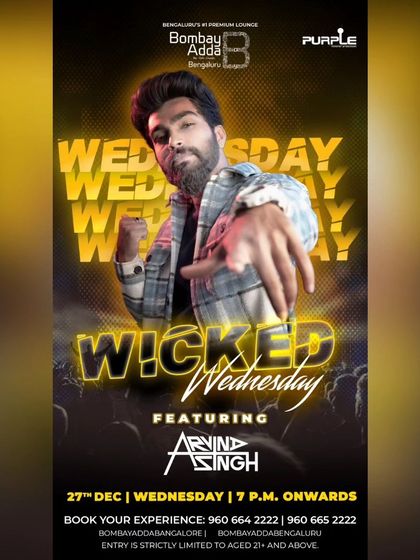 The poster for a Wicked Wednesday at Bombay Adda, just before the new year.