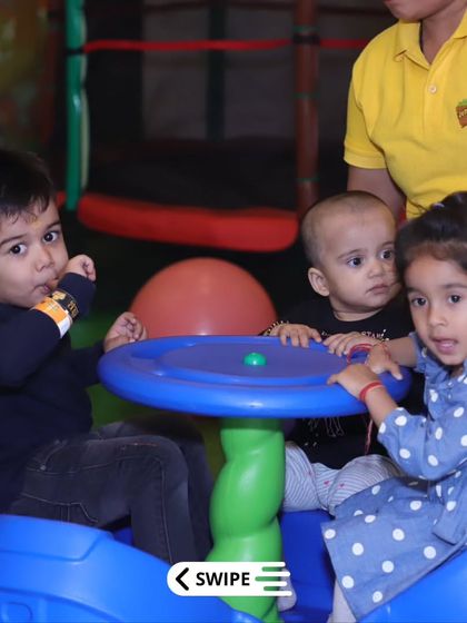 Our staff is always on hand to ensure everyone is playing safely, like here at the toddler merry-go-round.
