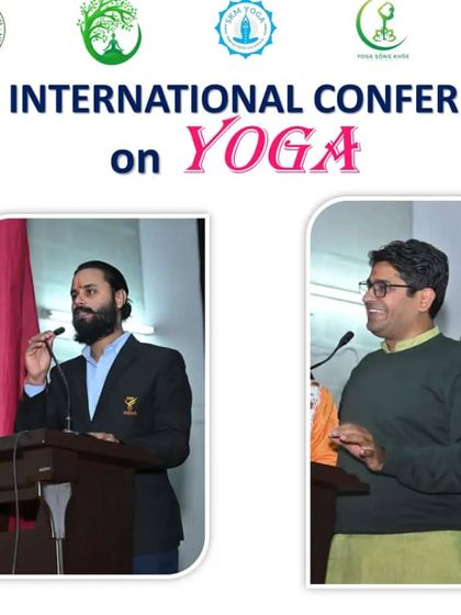 Speaking at the 1st International Conference on Yoga. These platforms are essential for academic discourse and sharing research on the benefits of yoga.