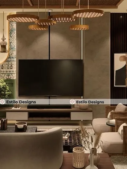 For this 4 BHK house, I designed a living room that feels both contemporary and deeply rooted in Indian aesthetics. The space combines modern furniture with traditional patterns and warm, earthy materials to create a welcoming and stylish family area.