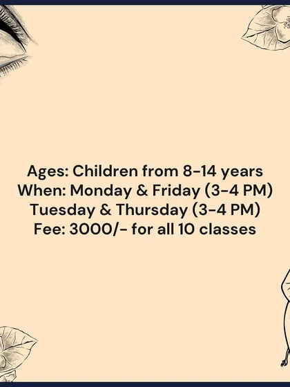 This image provides the schedule and fee details for our 10-class sketching course for children, with multiple batch options available.
