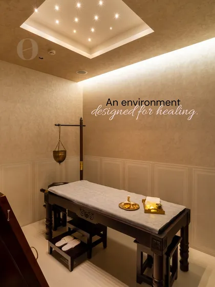 I believe healing starts with the environment. This is one of my Panchakarma therapy rooms, a sanctuary meticulously designed to soothe your senses and prepare your body and mind for deep restoration and balance.