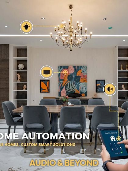For unique homes, I provide custom smart solutions. This image shows how a tablet can be used to control a sophisticated dining room's lighting and audio, giving you total control right at your fingertips.