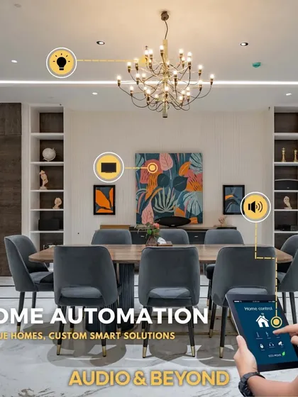 Unique homes require custom smart solutions. We design home automation systems that are tailored to your specific needs, allowing you to control lighting, audio, and more from a tablet or smart panel.