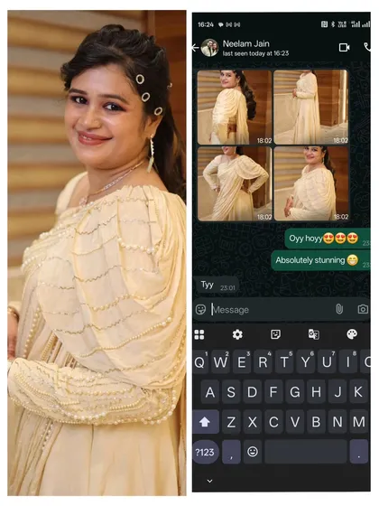 Neelam looked like royalty in this pearl-detailed ivory lehenga. We are so grateful she trusted us with her design and loved the final result!