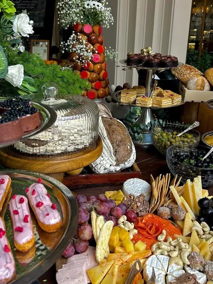 A close-up on the pastries and cheese selection, showing the variety of textures and colors that make our tables so visually stunning.