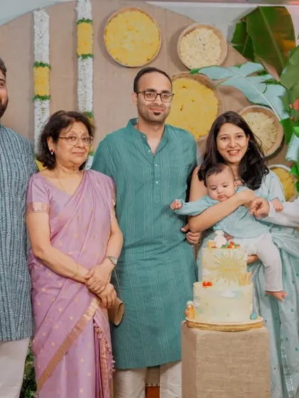 The whole family gathered to bless the baby. Our decor provides a beautiful and meaningful setting for these important family traditions.