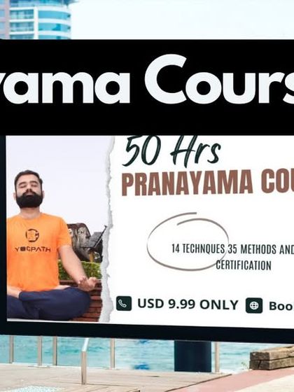 A look at our 50-hour Pranayama course advertisement. This comprehensive training covers the physiology of the respiratory system and 35 yogic methods to help you correct your breathing and live well.