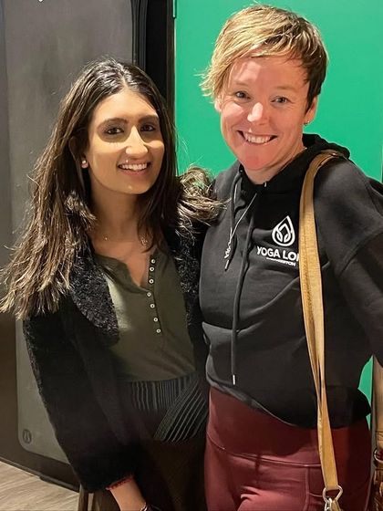 With one of the wonderful students after my meditation and breathwork class at The Yoga Loft in Launceston.