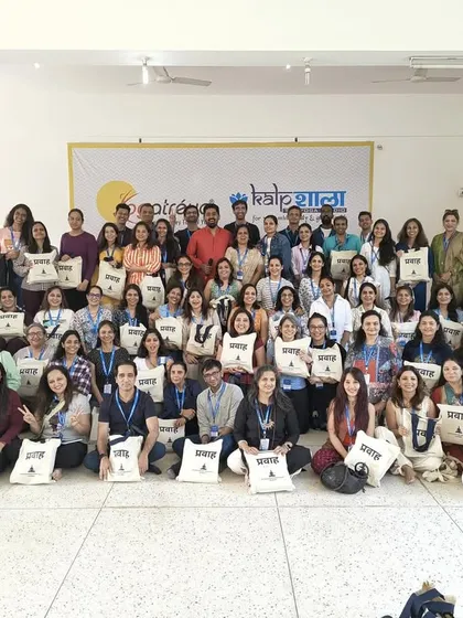 Our tribe after a soulful yoga retreat in Rishikesh. More than just a group, we are a community that supports and grows with each other. This picture captures the shared joy and connection we build together.