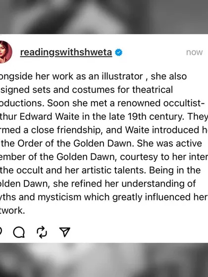 Pamela Colman Smith was an incredible artist, a member of the Golden Dawn, and an advocate for women's rights. Despite her immense contribution, she was overshadowed, received no credit, and died broke. We honor her by calling the deck the "Smith-Waite" deck.