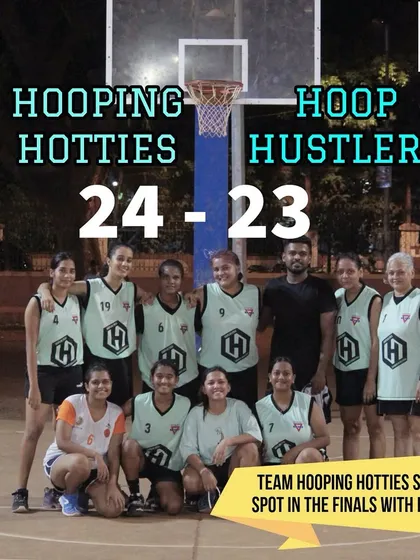 The result of a nail-biter in the Hooplah '24 women's category, where the Hooping Hotties secured a spot in the finals with a 1-point win.