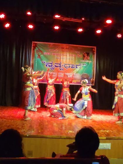 My students performing at the Nrithyadhare dance festival. We encourage our dancers to participate in various festivals to gain stage experience and share their art with a wider audience.