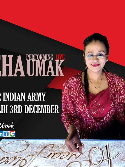 This poster for my Delhi show for the Indian Army features me at my lightbox, giving a glimpse of the artist at work.