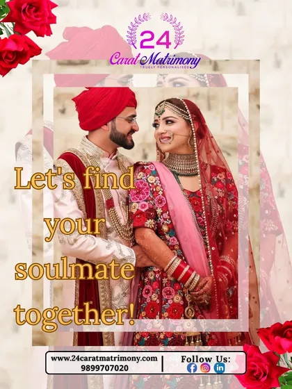 Let's find your soulmate together. This vibrant image of a couple in their wedding attire captures the beauty and promise of a new beginning.