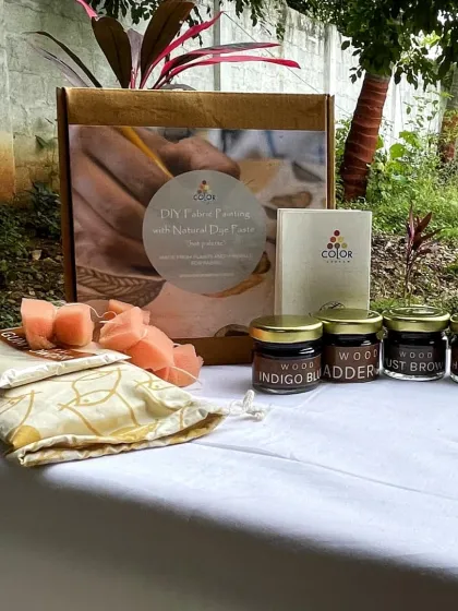 Ready to get creative? Our DIY Natural Color Kit for fabric painting is your first step into the world of eco-friendly color. Each kit is packed with ready-to-use natural pastes, practice materials, and a video tutorial, making it a perfect gift for any maker.