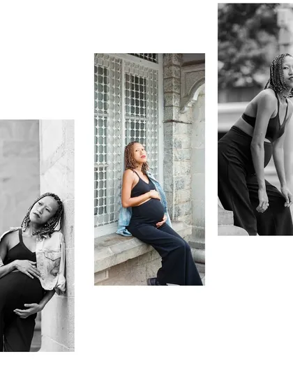 For those who love a more modern, edgy vibe, we can take the session to the streets. This collage shows how we can use city architecture and a bit of attitude to create a bold and stylish urban maternity shoot.