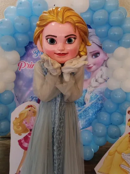 Bringing storybook characters to life. Our Elsa mascot is a huge hit at Frozen themed parties, posing for photos and interacting with the children to create a truly magical experience.