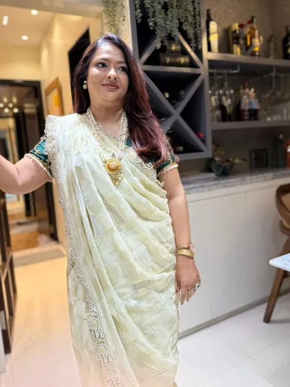 I had the opportunity to drape the lovely Dr. Geetanjali, a celebrity astrologer, for an event. Her trust in my work means the world to me.