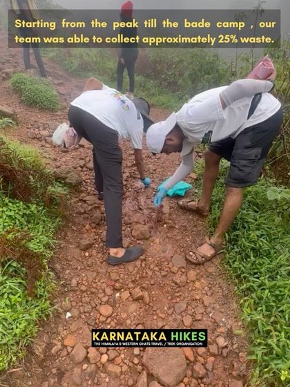 Our trek leads working hard to collect waste from the trail, from the peak all the way down to the base camp.