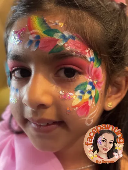 A rainbow of colors in this floral and butterfly design. The glitter adds a beautiful, sparkling finish.