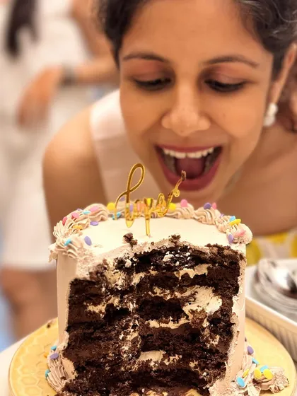 Proof that this Salted Caramel Chocolate Cake is irresistible! It vanished in seconds at Ritu’s baby shower.