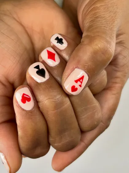 Ready for game night. This client wanted a full house of playing card symbols for her card party. I love creating custom, hand-painted themed sets that match your vibe and your plans.