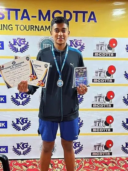 A collage of our winners at the combined Mumbai Suburb TSTTA and Mumbai City MCDTTA district tournament, showcasing the depth of talent at our academy.