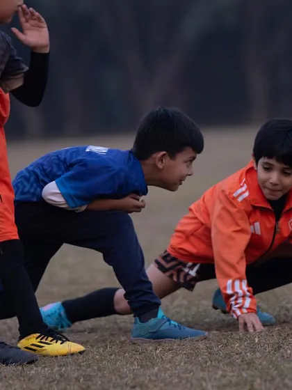 Ready, set, go. The friendly competition in our warm-up drills brings out the best in the kids, fostering a sense of excitement and camaraderie right from the start.