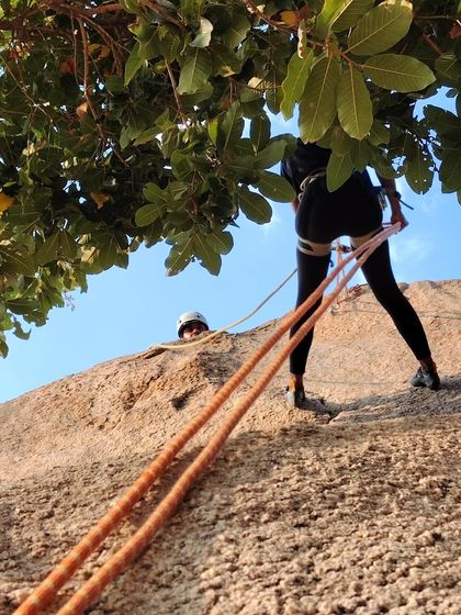 We love to teach, and teach right. Scenes from our Anchoring and Exit Strategies workshop, where participants get hands-on practice with building secure anchors and learning how to safely exit routes.