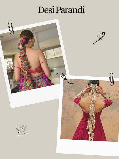 The desi parandi is a beautiful traditional hair accessory that is being reimagined in modern ways. It adds length and drama to your hairstyle, perfect for a Sangeet or Mehendi.