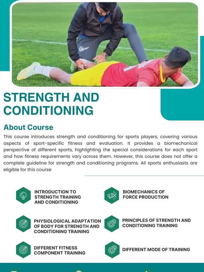 We are launching specialized sports-specific courses for physios and students. This course on Strength and Conditioning covers biomechanics, fitness components, and different modes of training.