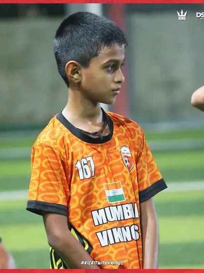 The look of a focused Viking. This young player is completely absorbed in the training session.