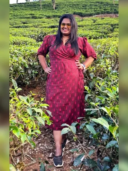 Grace wrapped in threads of tradition. This stunning client is wearing my handloom Ikat Angrakha dress while on vacation, looking effortlessly chic.