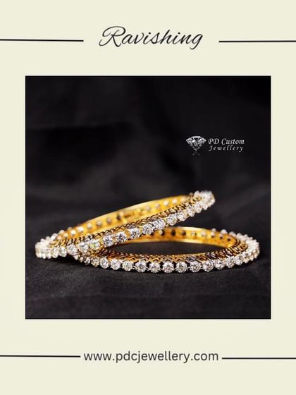 A ravishing pair of 14kt hallmarked single-line diamond bangles. The diamonds are set in a classic prong setting to maximize their sparkle.