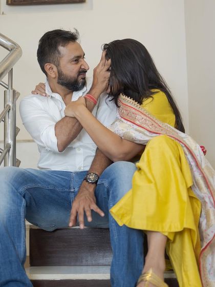 A personal, candid moment from my wedding day. We chose to have an intimate celebration at my husband's mother's house, proving that the most meaningful moments are about people, not grandeur.