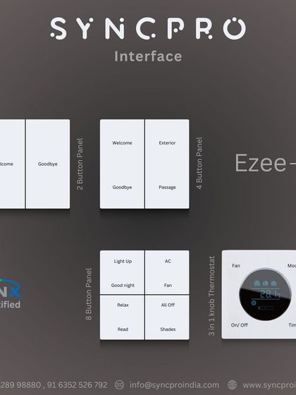 An overview of our versatile Ezee Series. This KNX certified range includes 2, 4, and 8-button panels, as well as a 3-in-1 knob thermostat, providing a consistent design language for all your control needs.