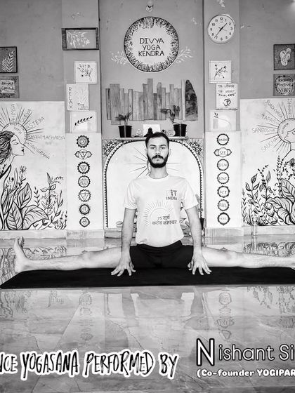 A seated variation of the full split, Samakonasana, performed by our co-founder Nishant Sir.